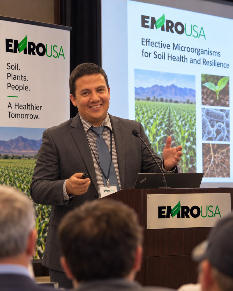 Gustavo Pinoargote, Ph.D., President of EMRO USA, presenting EM Technology®