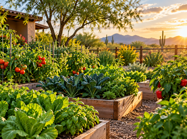 Home vegetable and flower garden